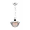 NUVO Lighting NUV-60-7069 Faro - 1 Light - Small Pendant Fixture - Polished Nickel Finish with Black Accents - Clear Prismatic Glass