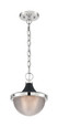 NUVO Lighting 60-7069 Faro, 1-Light, Small Pendant Fixture, Polished Nickel Finish with Black Accents, Clear Prismatic Glass