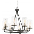 NUVO Lighting NUV-60-6128 8 Light - Sherwood Chandelier - Iron Black with Brushed Nickel Accents Finish - Clear Glass - Lamps Included