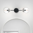 NUVO Lighting 60-7132 Axis, 2 Light, Wall Sconce Fixture, Matte Black Finish with Brushed Nickel Accents, Clear Glass