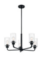 NUVO Lighting 60-7275 Sommerset, 5-Light, Chandelier Fixture, Matte Black Finish with Clear Glass