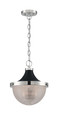 NUVO Lighting 60-7070 Faro, 1-Light, Large Pendant Fixture, Polished Nickel Finish with Black Accents, Clear Prismatic Glass