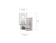 NUVO Lighting 60-6961 Arabel, 1-Light, Vanity, Brushed Nickel and Nutmeg Wood Finish with Clear Seeded Glass
