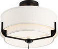 NUVO Lighting 60-6545 Frankie, 3 Light, Semi-Flush, Aged Bronze Finish with White Glass