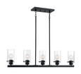 NUVO Lighting 60-7276 Sommerset, 5-Light, Island Pendant Fixture, Matte Black Finish with Clear Glass