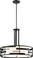 NUVO Lighting 60-6435 Lansing, 3 Light, Pendant with White Fabric Shade and Opal Diffuser