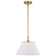 NUVO Lighting 60-7412 Dover, 1-Light, Medium Pendant, White with Vintage Brass