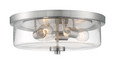 NUVO Lighting 60-7169 Sommerset, 3 Light, Flush Mount Fixture, Brushed Nickel Finish with Clear Glass