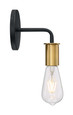 NUVO Lighting 60-7341 Ryder, 1-Light, Wall Sconce Fixture, Black Finish with Brushed Brass Sockets