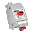 Leviton 420MF7W 20 Amp, 480 Volt 3-Phase, IEC 309-1 & 309-2, 3P, 4W, Mechanical Interlock North American Pin & Sleeve Receptacle, Hub Sold Separately (See Cat Number HUB-xxx), Industrial Grade, IP67, Watertight, Fused - RED