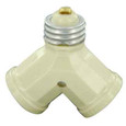Leviton 128-I 660 Watt, 125 Volt, Single Lampholder-to-Twin Lampholder Adapter - Ivory