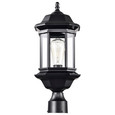 NUVO Lighting 60-6115 Hopkins Outdoor Collection 18.5in Large Post Light Pole Lantern, Matte Black Finish with Clear Glass