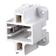 Leviton 26719-500 G23, G23-2 Base, 5W 7W 9W 2-Pin, Compact Fluorescent Lampholder, Vertical, Bottom Snap-In/Screw Down, Color Code, , Quick-Connect 18AWG Solid or Str. Tinned - White Body