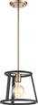 NUVO Lighting 60-6641 Chassis, 1-Light, Mini Pendant Fixture, Copper Brushed Brass Finish with Matte Black Frame