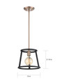 NUVO Lighting 60-6641 Chassis, 1-Light, Mini Pendant Fixture, Copper Brushed Brass Finish with Matte Black Frame