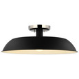 NUVO Lighting 60-7495 Colony, 1-Light, Medium Semi-Flush Mount Fixture, Matte Black with Polished Nickel