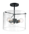 NUVO Lighting 60-7278 Sommerset, 3 Light, Semi-Flush Fixture, Matte Black Finish with Clear Glass