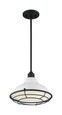 NUVO Lighting 60-7024 Newbridge, 1-Light, Large Pendant Fixture, Gloss White Finish with Textured Black Accents