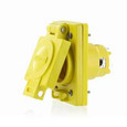 Leviton 93W07-S 20 Amp, 347 Volt, NEMA L24-20, 2P, 3W, Locking Single Outlet, Industrial Grade, Grounding, Wetguard - YELLOW