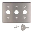 Leviton 84073-40 3- Gang Key Lock Power Switch Device Switch Wallplate, Standard Size, 430 Stainless Steel, Device Mount, w/ Spanner Screws and Tool, Pierced One Single Hole 0.0880 Diameter - Stainless Steel Metal Wallplate,