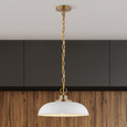 NUVO Lighting 60-7480 Colony, 1-Light, Small Pendant, Matte White with Burnished Brass