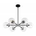 NUVO Lighting NUV-60-7136 Axis - 6 Light - Chandelier Fixture - Matte Black Finish with Brushed Nickel Accents - Clear Glass