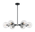 NUVO Lighting NUV-60-7136 Axis - 6 Light - Chandelier Fixture - Matte Black Finish with Brushed Nickel Accents - Clear Glass