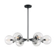 NUVO Lighting 60-7136 Axis, 6 Light, Chandelier Fixture, Matte Black Finish with Brushed Nickel Accents, Clear Glass