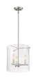 NUVO Lighting 60-7187 Bransel, 3 Light, Pendant Fixture, Brushed Nickel Finish with Clear Seeded Glass
