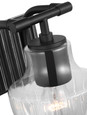 NUVO Lighting 60-7701 Destin, 1-Light Vanity, Medium Base, 60W, Black And Silver Finish, Clear Ribbed Glass