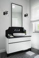 NUVO Lighting 60-7701 Destin, 1-Light Vanity, Medium Base, 60W, Black And Silver Finish, Clear Ribbed Glass