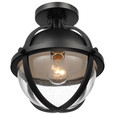 NUVO Lighting 60-7673 Lincoln, 1-Light Semi Flush Mount, Medium Base, 60W, Matte Black Finish, Clear Seeded Glass