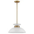 NUVO Lighting 60-7463 Perkins, 1-Light, Small Pendant, Matte White with Burnished Brass