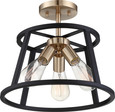 NUVO Lighting 60-6643 Chassis, 3 Light, Semi-Flush Mount Fixture, Copper Brushed Brass Finish with Matte Black Frame