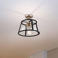 NUVO Lighting 60-6643 Chassis, 3 Light, Semi-Flush Mount Fixture, Copper Brushed Brass Finish with Matte Black Frame