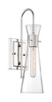 NUVO Lighting 60-6867 Bahari, 1-Light, Wall Sconce Fixture, Polished Nickel Finish with Clear Glass