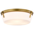 NUVO Lighting 60-7750 Rowen 3 Light Flush Mount, Natural Brass Finish, Etched White Glass