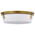 NUVO Lighting 60-7750 Rowen 3 Light Flush Mount, Natural Brass Finish, Etched White Glass