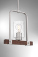 NUVO Lighting 60-6965 Arabel, 1-Light, Mini Pendant Fixture, Brushed Nickel and Nutmeg Wood Finish with Clear Seeded Glass