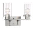 NUVO Lighting 60-7172 Sommerset, 2 Light, Vanity Fixture, Brushed Nickel Finish with Clear Glass