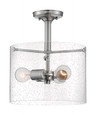 NUVO Lighting 60-7188 Bransel, 3 Light, Semi-Flush Fixture, Brushed Nickel Finish with Clear Seeded Glass