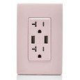 Leviton RUAA2-FP Renu 3.6A USB Type-A/Type-A Wall Outlet Charger with 20A Tamper-Resistant Receptacle, Fresh Pink Lemonade