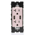 Leviton RUAA2-FP Renu 3.6A USB Type-A/Type-A Wall Outlet Charger with 20A Tamper-Resistant Receptacle, Fresh Pink Lemonade