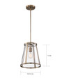 NUVO Lighting 60-6697 Bruge, 1-Light, Pendant Fixture, Burnished Brass Finish with Clear Glass