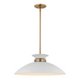 NUVO Lighting 60-7464 Perkins, 1-Light, Medium Pendant, Matte White with Burnished Brass