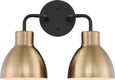 NUVO Lighting 60-6792 Sloan, 2 Light, Vanity, Matte Black and Burnished Brass Finish