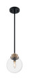 NUVO Lighting 60-7121 Axis, 1-Light, Pendant Fixture, Matte Black Finish with Brass Accents, Clear Glass