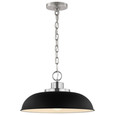 NUVO Lighting 60-7482 Colony, 1-Light, Small Pendant, Matte Black with Polished Nickel