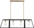 NUVO Lighting 60-6644 Chassis, 4-Light, Island Pendant Fixture, Copper Brushed Brass Finish with Matte Black Frame