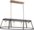 NUVO Lighting 60-6644 Chassis, 4-Light, Island Pendant Fixture, Copper Brushed Brass Finish with Matte Black Frame